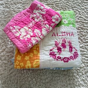 Pottery Barn Kids Aloha Floral Quilt - Pink, Green, Orange